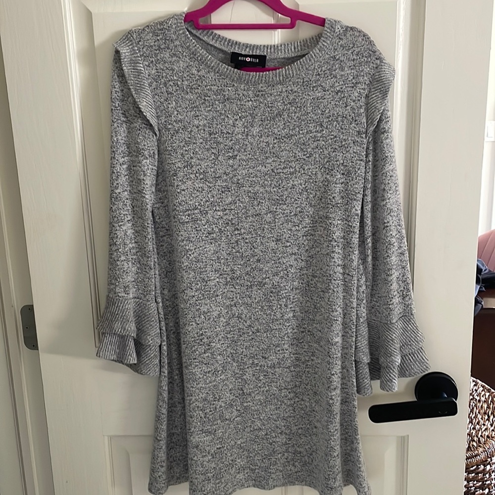 Teen Grey Dress with Ruffle Arms